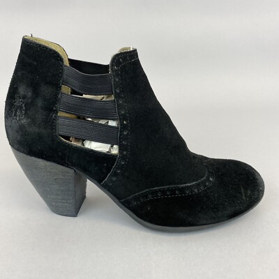 Fly London Back Distressed Suede Ankle Pull Cut Chelsea Wingtip Boots EU37 UK4
