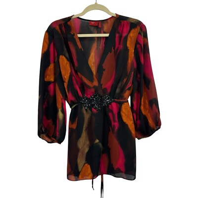 Vintage Tapemeasure Blouse Top XL Chiffon Empire Embellished Babydoll Fairy Y2K