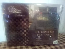 Sweet Home Collection 3 Piece Pinch Pleat Duvet Set, Gray New