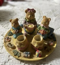 MINIATURE DECORATIVE CHRISTMAS BEAR FAMILY BEAR TEA SET