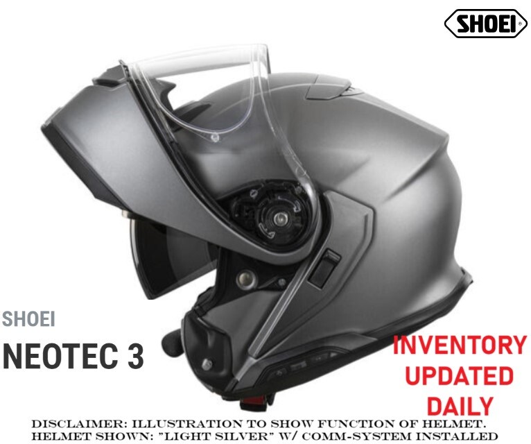 Shoei Neotec 3 Modular Comm Ready Motorcycle Helmet, Light Silver