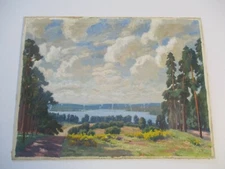 ROBERT KAMMERER PAINTING ANTIQUE LANDSCAPE LISTED PLEIN AIR REGIONALISM VINTAGE 