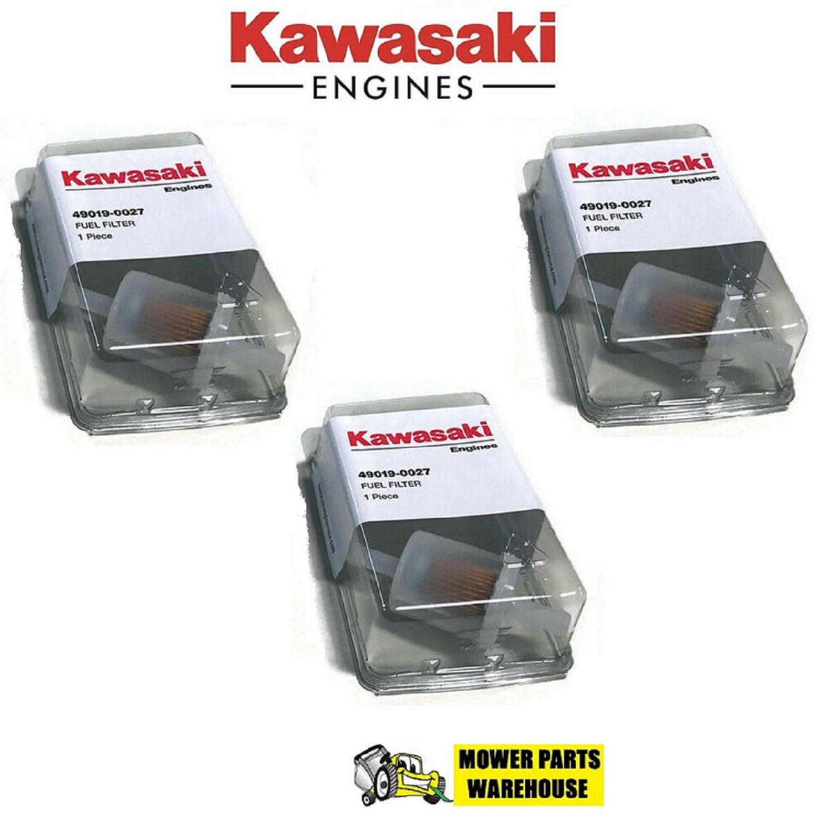 3 NEW GENUINE OEM KAWASAKI FUEL FILTER 49019-0027 REPLACES 49019