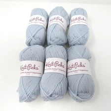Knit Picks Wool of the Andes Worsted Superwash Yarn Lot of 6 Skeins Clarity Blue