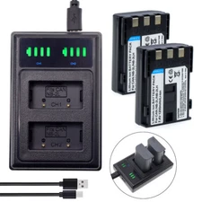 2Pack Battery +LCD DUAL Charger for NB-2L CB-2LW  Canon Elura 40 MC Elura 50 60