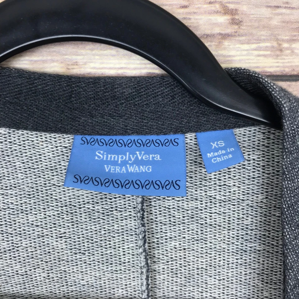 Женский свитер Simply Vera Wang XS кардиган GrayWaterfall открытый передний махровый трикотаж - Изображение 3 из 4