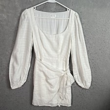 Lovers and Friends Ethan Mini Dress Womens Size XS White Tie Closure Long Sleeve