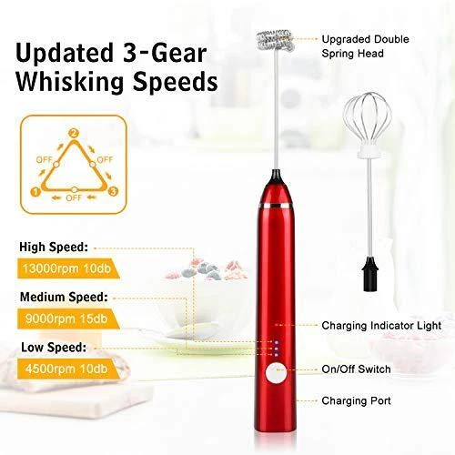 Milk Frother Handheld, Dallfoll USB Rechargeable Electric Foam Maker for Coffee,