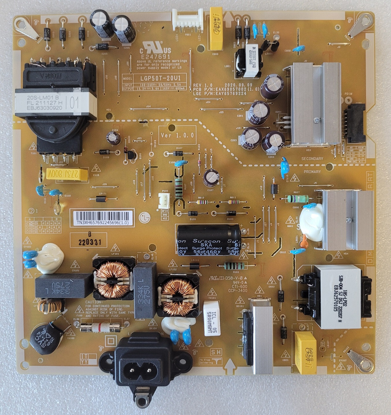 Platine d'alimentation LG EAY65769224 neuve pour téléviseur 50UQ75006LF