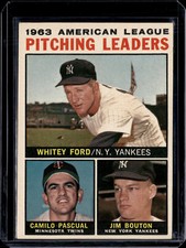 1964 Topps #4 AL Pitching Leaders Whitey Ford Pascual Bouton EX (surface bump)