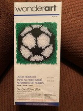 NIB Wonder Art Latch Hook Kit Soccer Ball 8  x 8  sealed 426138