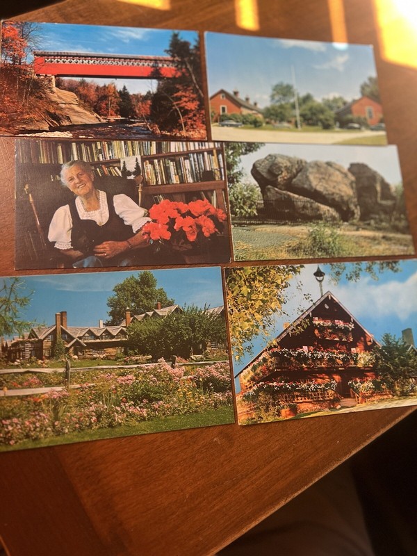 6 Vtg Stowe VT Vermont Photo Postcards Von Trapp Lodge Autumn Covered Bridge 60s