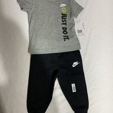 Nike Kids Just Do It Gray T-Shirt  Black Jogger Set size 2T