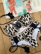 Victoria's Secret Beige Ombre Leonardo Jeweled Push Up Bandeau Bikini Set S US