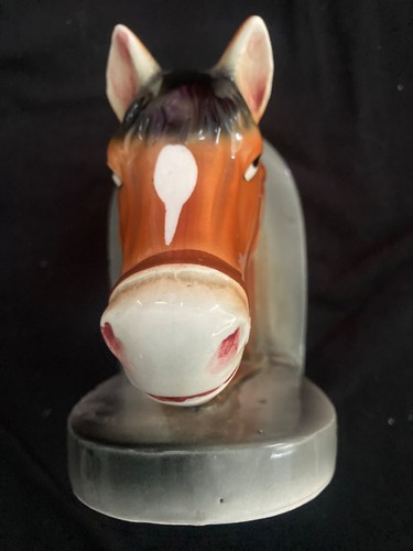Vintage Brown Horse Head bridled by Fairylite Single shiney Book End - Picture 3 of 9