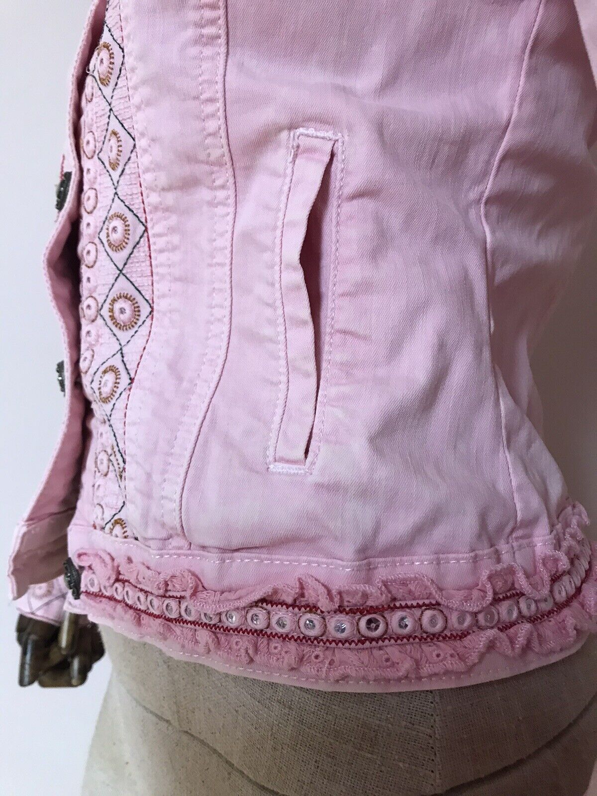 Desigual Jacke Jeansjacke rosa Gr. 36 Landhaus Romantik