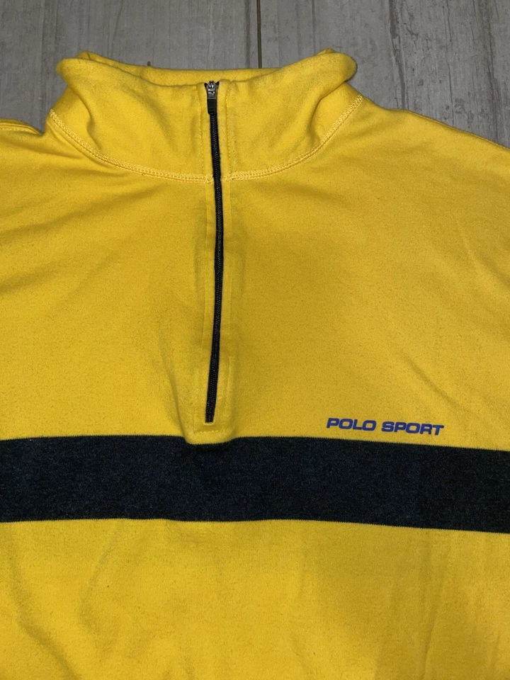 Винтажный Polo Sport Ralph Lauren 1/4 молнии пуловер желтый Más в США б/у размер XL - Изображение 4 из 4