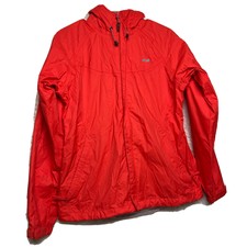 Koppen Woman’s Size S Ripstop Nylon Orange Sealed Mesh Lined Hooded Rain Jacket