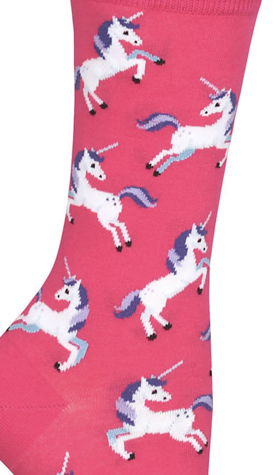 Hot Sox женщин розовый единорогов экипажа носки одна пара подходит размеры 9-11 новый с Ярлыками - Изображение 2 из 2