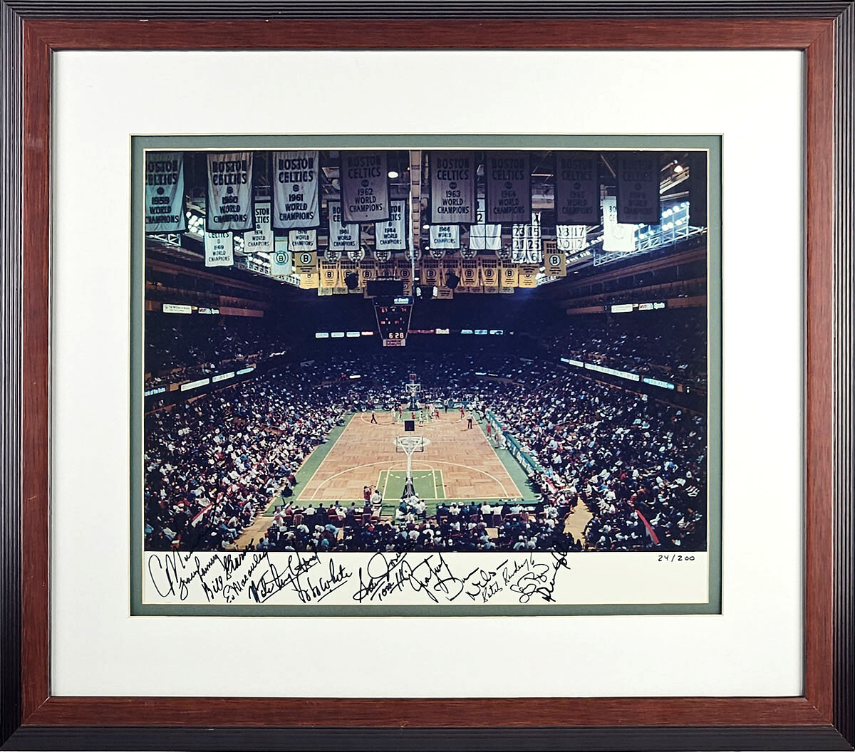 Larry Bird Autographed Signed Boston Celtics & 11 Greats 16x20 Photo Framed LE 24/200 PSA 