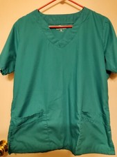 2 PC. Butter-Soft Teal/ Blue Poly/Cotton Pullover Scrubs with Pocket SZ. Med