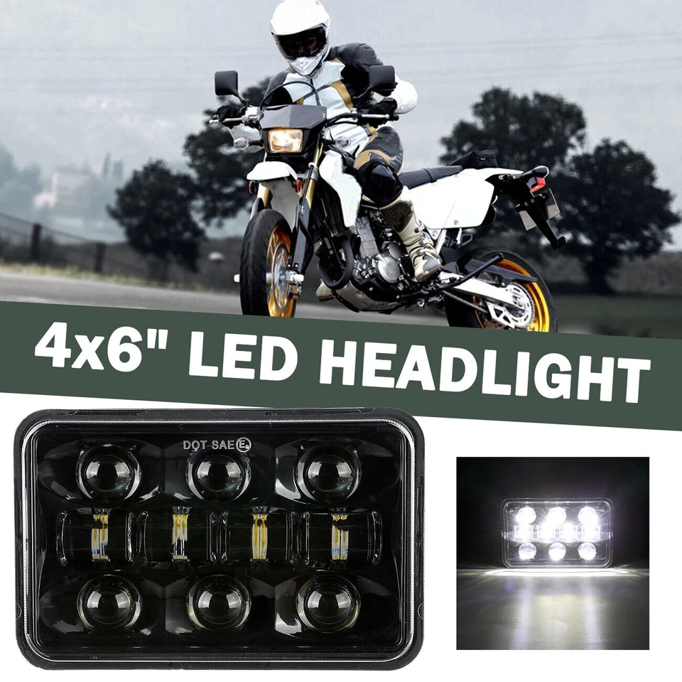 Viga de faros LED cuadrados para motocicleta de 4x6" para Honda XR650L XR250L XR650R XR4000R Foto 3 de 4