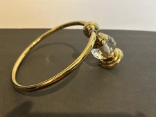 Polish Gold/Crystal Bathroom Towel Ring 7" Wall-Mounted European style QC2207A