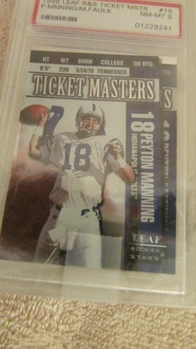 Peyton Manning/Marshall Faulk 1998 Leaf R & S Ticket Masters #16 PSA 8