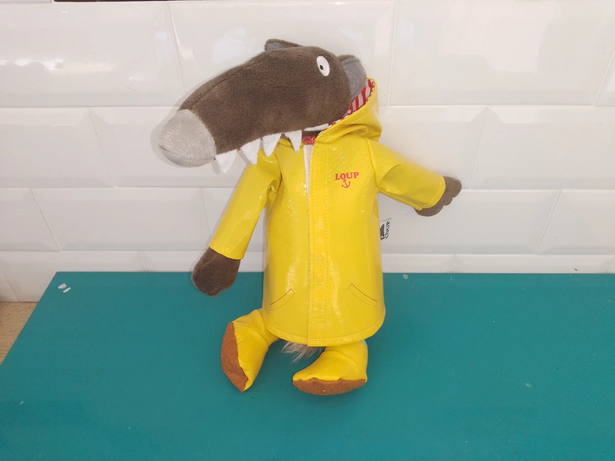 0309238 plush duvet AUZOU Le Loup in yellow wax rain 27cm plush