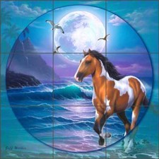 Tile Mural Backsplash Ceramic Wilkie Appaloosa Horse Equine Art POV-JWA042