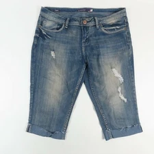 Vigoss Womens Jeans Size 7 Capri Distressed Cuffed Low Rise Light Wash  Denim