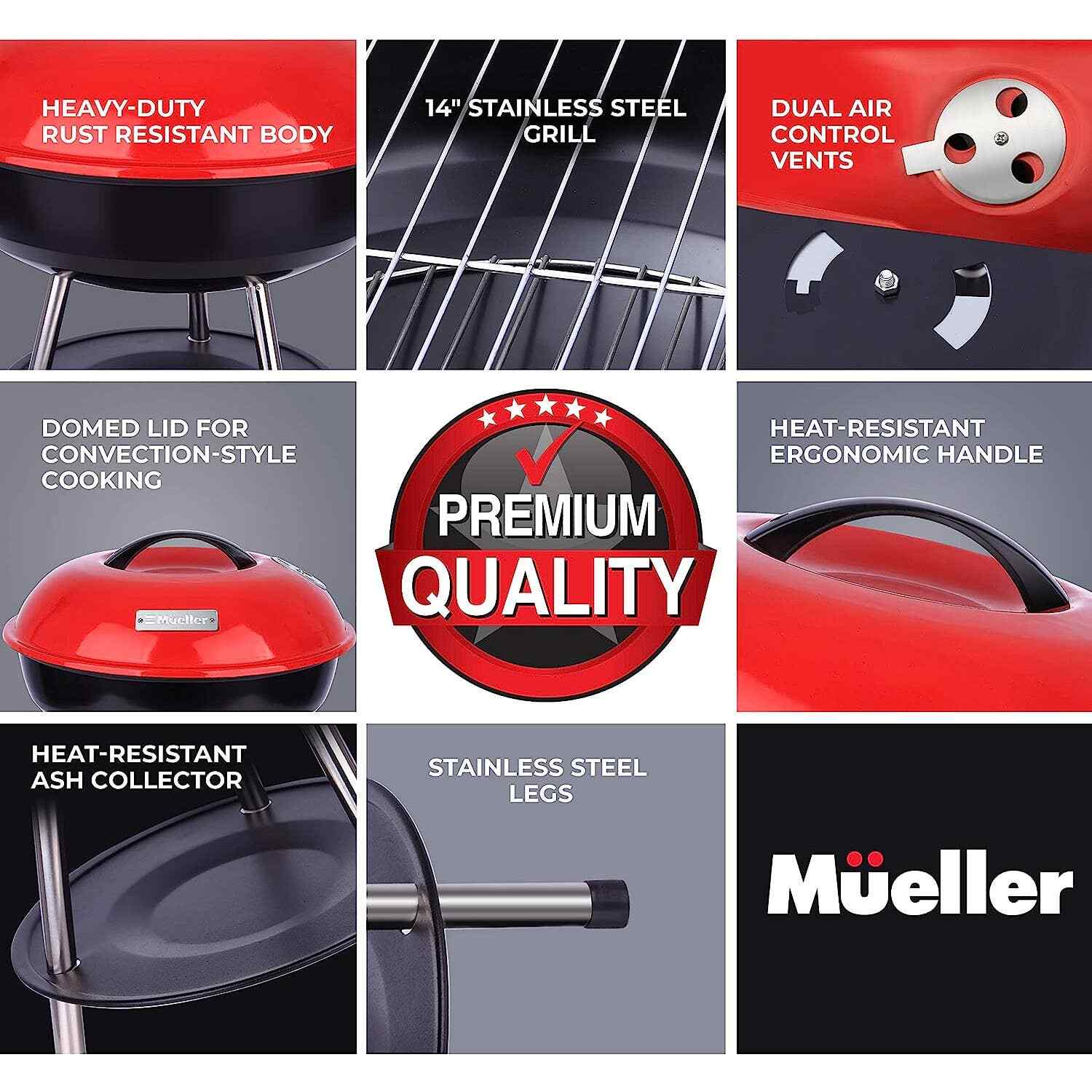 Mueller BBQ Buddy, 14Inch Portable Charcoal Grill eBay