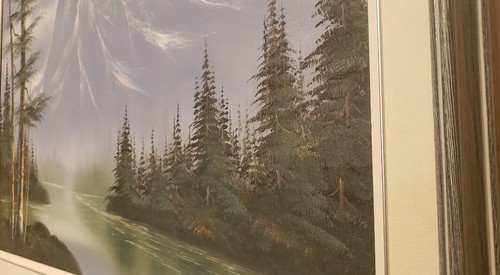 Oil on Canvas Painting. River flowing from the Mountains. Signed Jung. - Picture 6 of 12