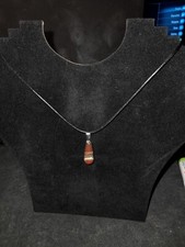 Natural Red Japer Crystal Tear Drop Pendant With Rope Chain
