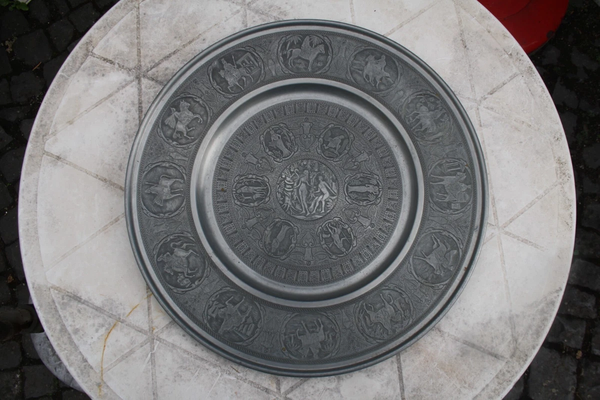 Berendsohn Zinnteller, Wandteller,  Ø 39,5 cm, ca. 3 cm Stärke, Topp,