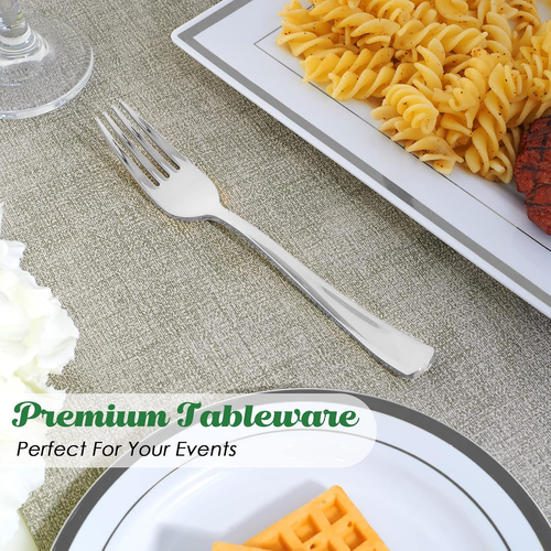 300 Pack Disposable Silver Plastic Forks, Solid and Durable Plastic Cutlery F... - Picture 4 of 12