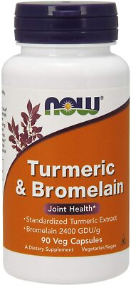 NOW FOODS, TURMERIC & BROMELAIN Gelenke Immunesyste. 90 Veg. Kapseln SUPER PREIS