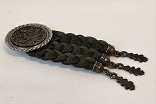 Trachten Anhänger Eichenlaub Stecker Knopf klemm Charivari Silberoptik Grün...