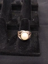 Hagit Gorali 925 Sterling Silver Ring W/ White Iridescent Pearl Sz.7