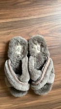 UGG Scuffita sSlide Slippers Charcoal Grey Shearling Women's Us size 8