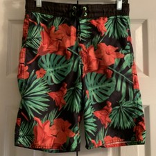 Old Navy Swim Trunks/Board Shorts Boys L 10-12 Tropical Multicolor With Lining