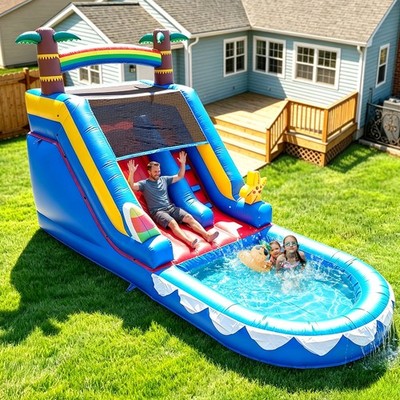 21FT Giant Commercial PVC Inflatable Water Slide Bounce House Pool for Kid Party