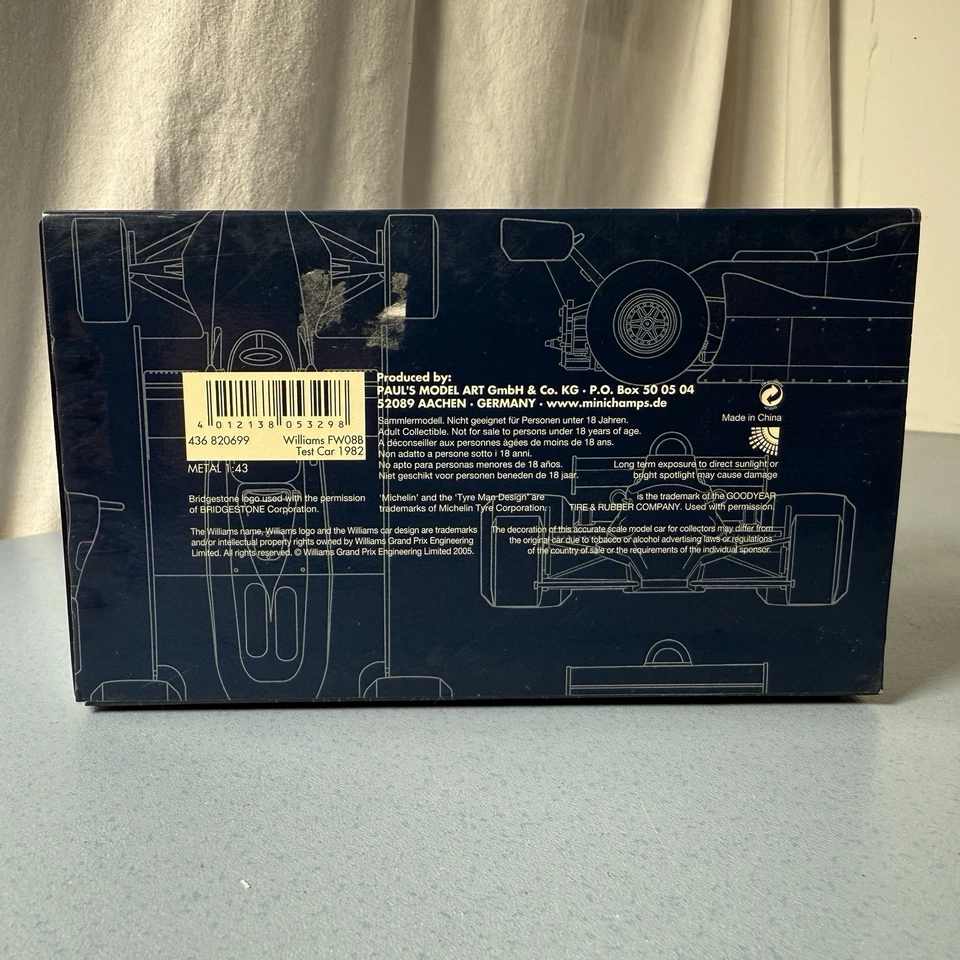 Williams FW08B Test Car 1982 Williams F1 Team Minichamps 1:43 - Immagine 4 di 4