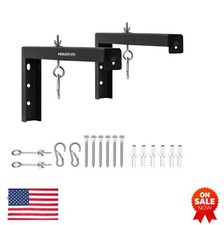 Projector Screen Wall Mount Brackets 12 Inch Hooks 66 Lb Capacity Black 2 Pack