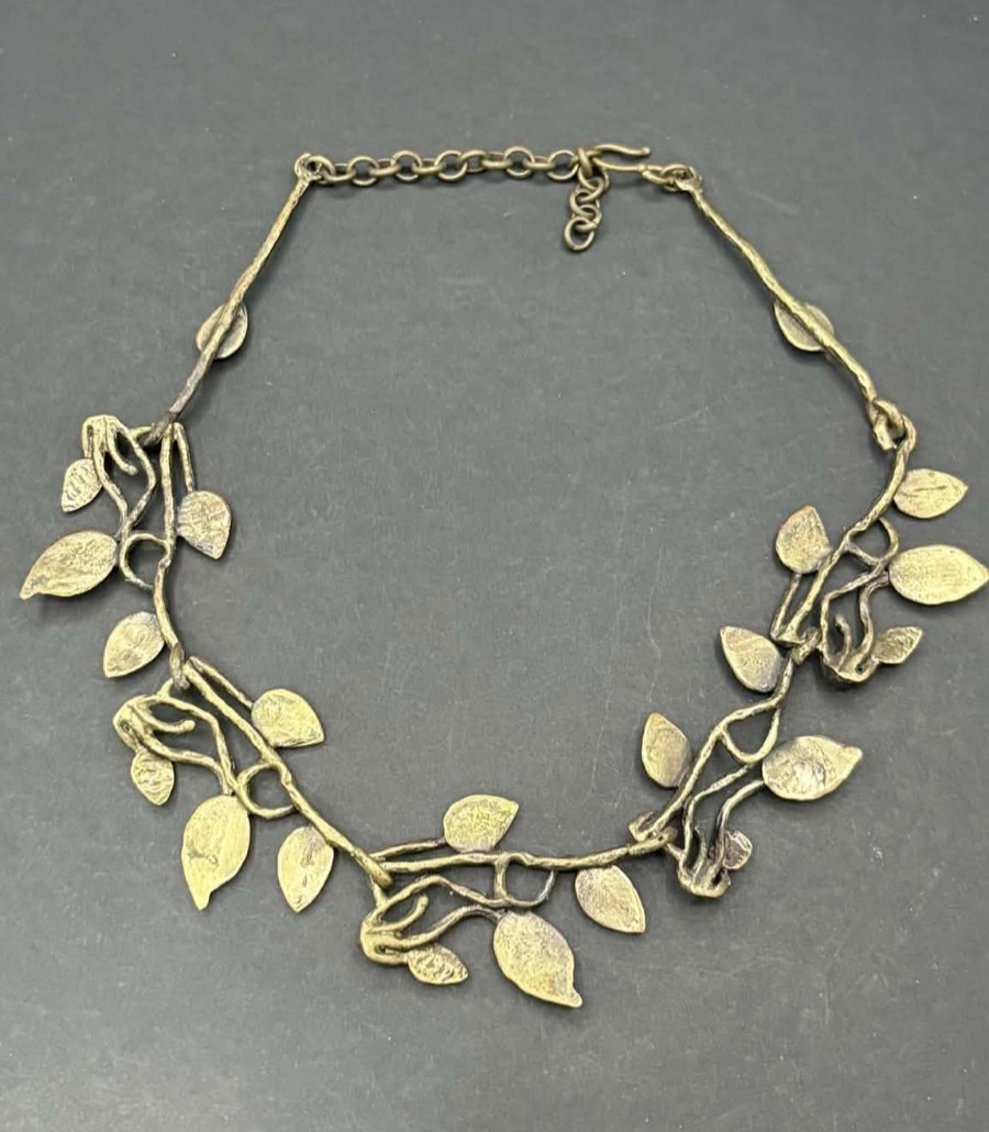 Bronze Leaf Vine Statement Necklace Botanical Bra… - image 8