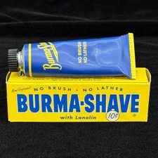 Burma-Shave Vintage Brushless Shave Cream Box & EMPTY Tube FOR DISPLAY Only