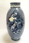 c1890 ANTIQUE GERMAN BLUE & WHITE LOUIS XVI PORCELAIN VASE BY FRANZ ANTON MEHLEM