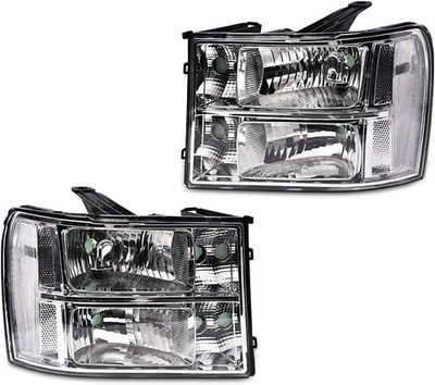 Headlights 2007-2013 GMC Sierra 1500 2500HD 3500HD Clear White Crystal Lens Lamp