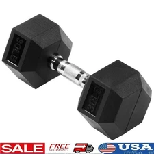 Hex Dumbbells 30 lbs Rubber Coated Weights Fitness Strength Training Exercise US