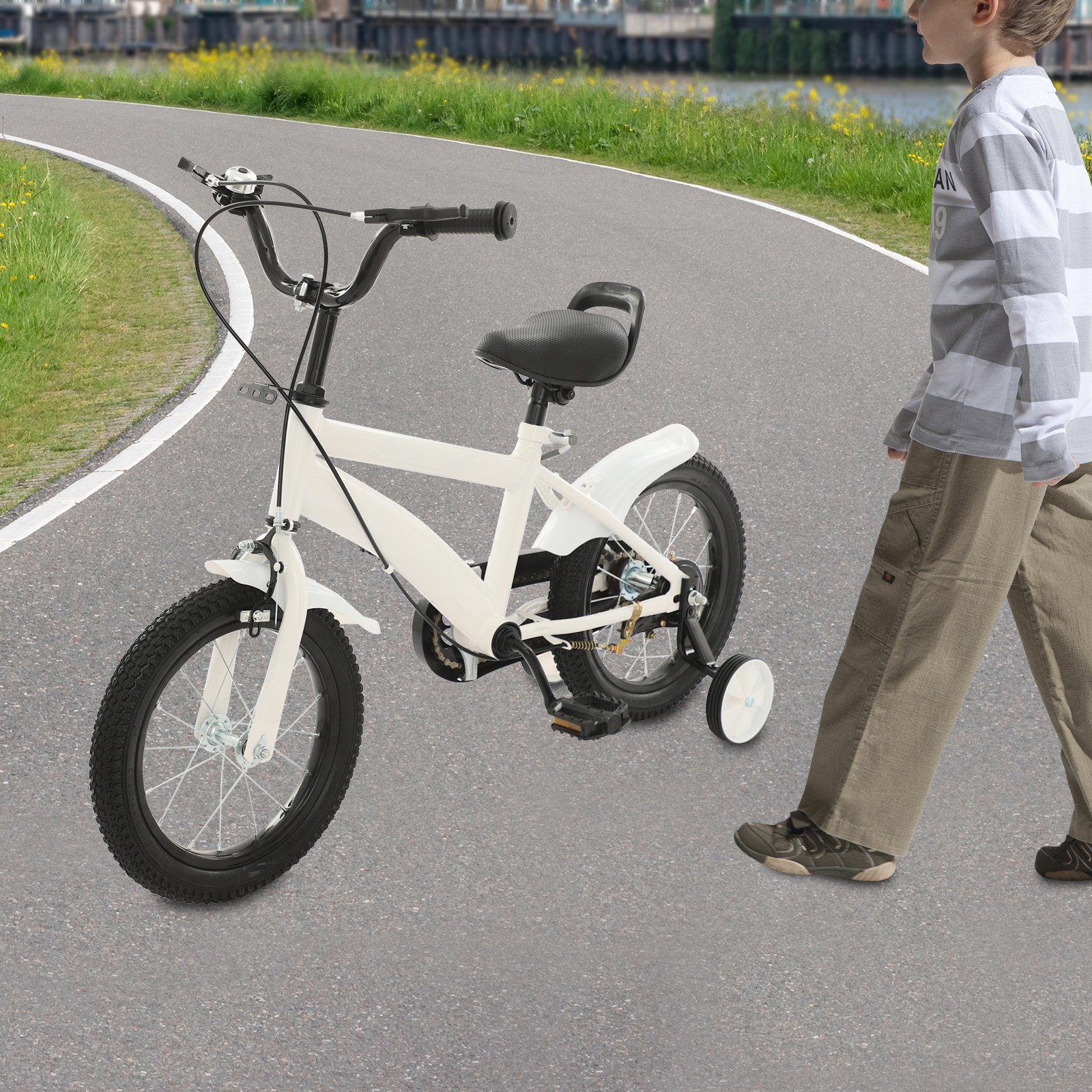 Children Learning Bicycle W/ Auxiliary Wheel Kids Bike